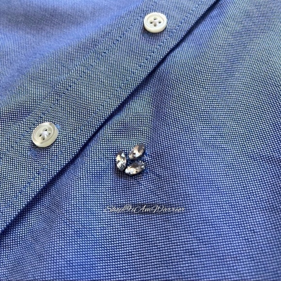 Talbots hand applied fleur rhinestone embellished chambray top *shop@iamwarrior - Picture 7 of 9